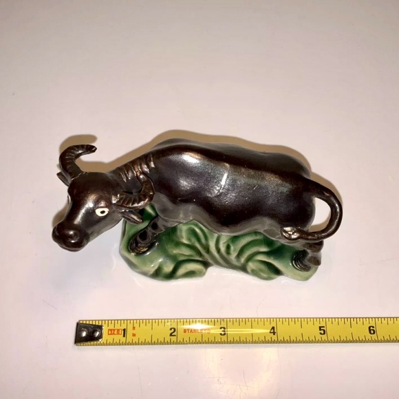 Vintage Beautiful Chinese Rare Ceramic Black Bull Ox Statue - Picture 10 of 11